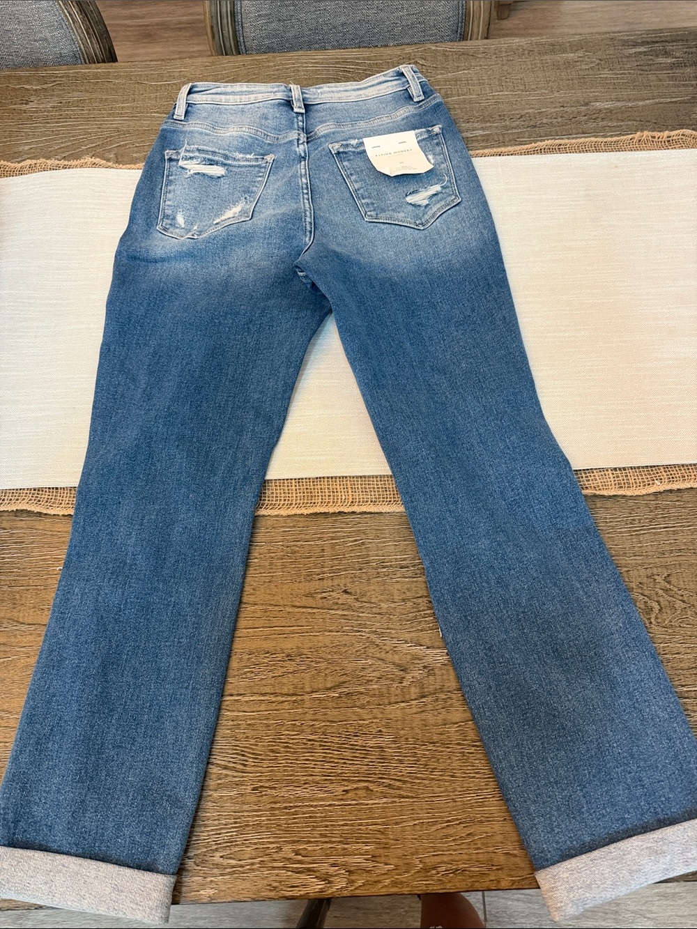 Flying Monkey Two-Tone Light Blue High Rise Distressed Jeans - Picture 5 of 11